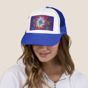 Colourful Psychedelic Flower Abstract Fractal Art Trucker Hat