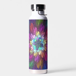 Colourful Psychedelic Flower Abstract Fractal Art Water Bottle