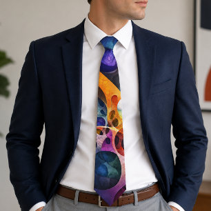 Colourful Psychedelic Fractal Abstract Art Tie