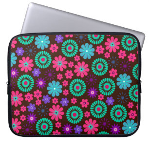 Colourful Psychedelic Funky Flower Pattern Laptop Sleeve