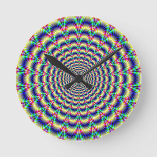 colourful psychedelic illusion wall clock