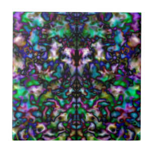 Colourful psychedelic kaleidoscope pattern ceramic tile