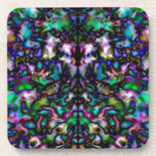 Colourful psychedelic kaleidoscope pattern coaster