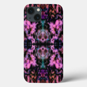 Colourful psychedelic kaleidoscope skulls pattern iPhone 13 case