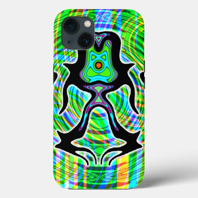 Colourful psychedelic meditating alien v3 Case-Mate iPhone case (Back)