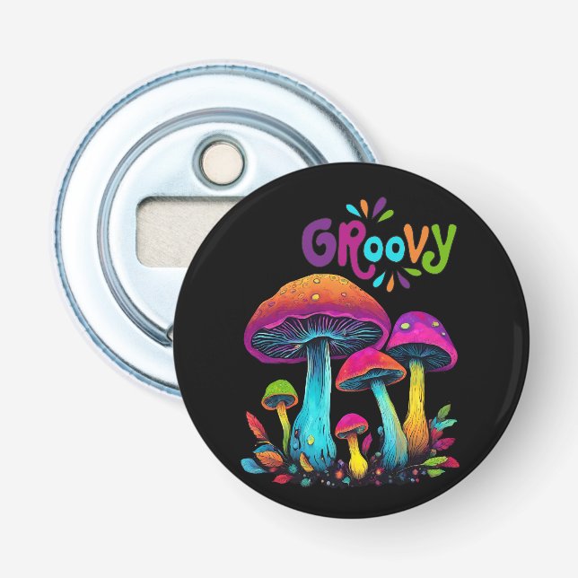 Colourful Psychedelic Mushrooms- Bottle Opener (Front)