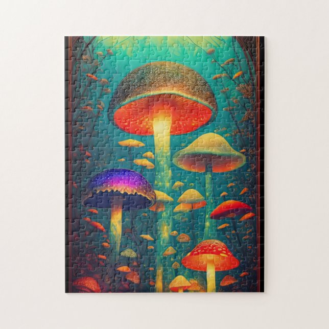 Colourful Psychedelic Mushrooms Fantasy World Jigsaw Puzzle (Vertical)