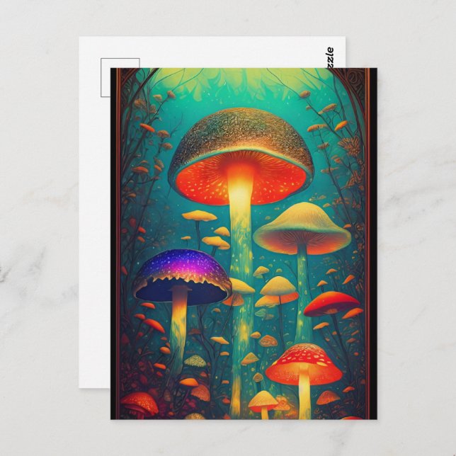 Colourful Psychedelic Mushrooms Fantasy World Postcard (Front/Back)