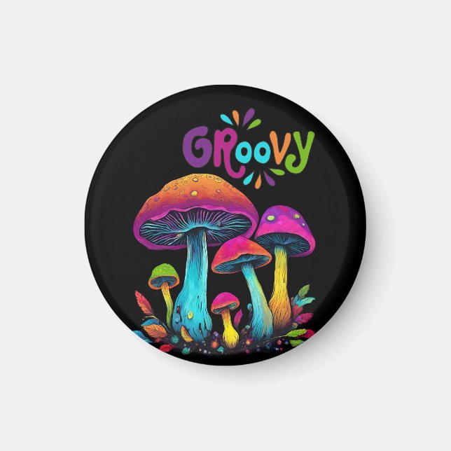 Colourful Psychedelic Mushrooms- Magnet (Front)