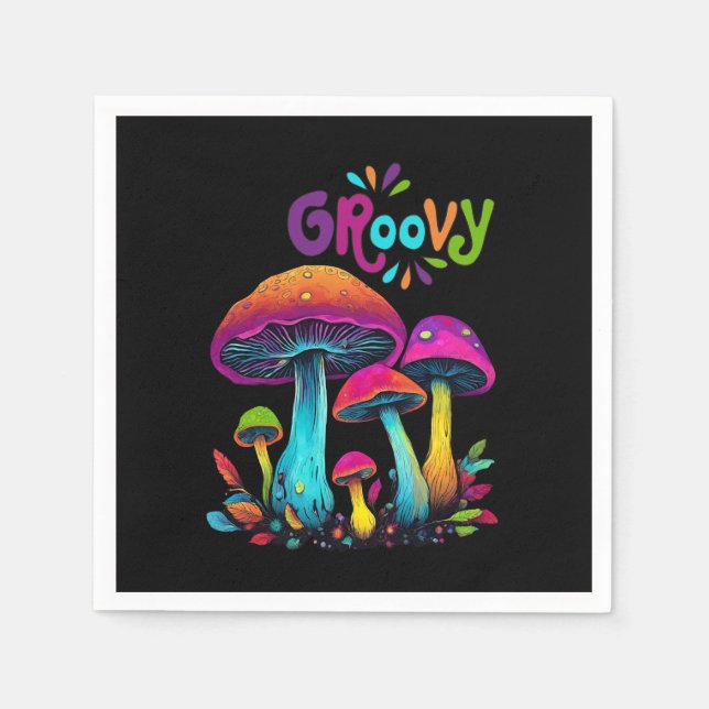Colourful Psychedelic Mushrooms- Napkin (Front)