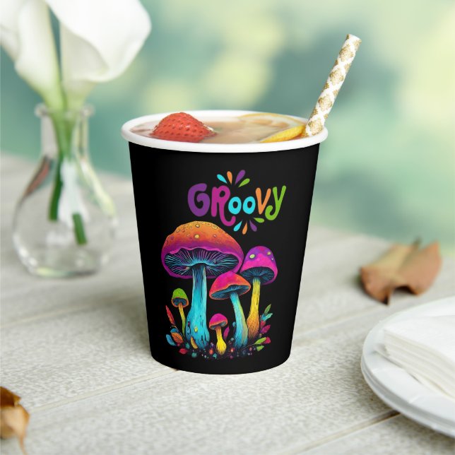 Colourful Psychedelic Mushrooms- Paper Cups (Insitu)