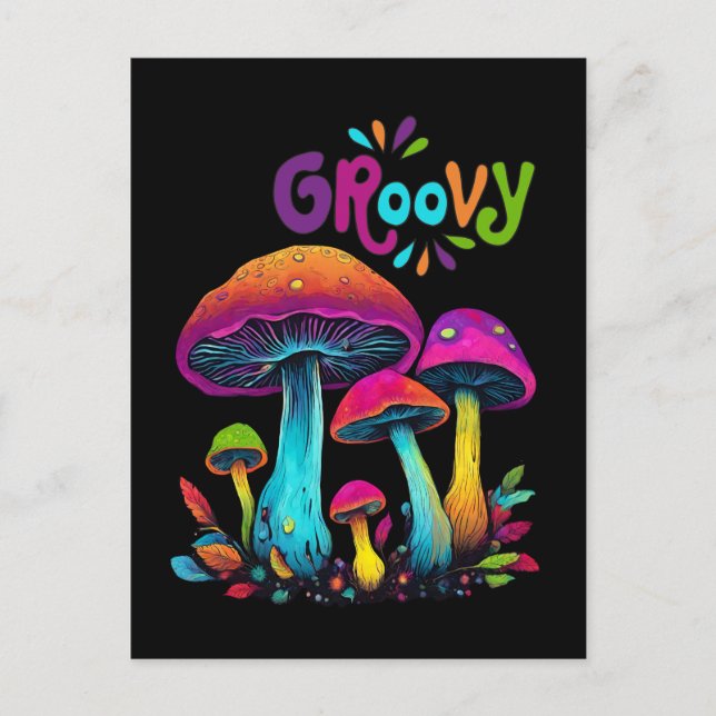 Colourful Psychedelic Mushrooms- Postcard (Front)