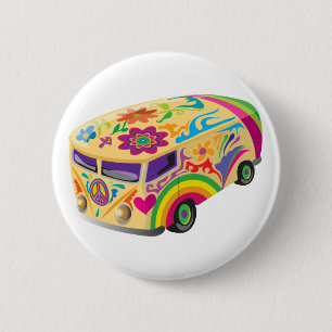 Colourful Psychedelic Painted Bus Boho Hippie 6 Cm Round Badge