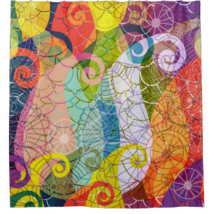 Colourful Psychedelic Paisley Design Shower Curtai Curtain