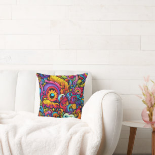 Colourful Psychedelic Pattern Cushion