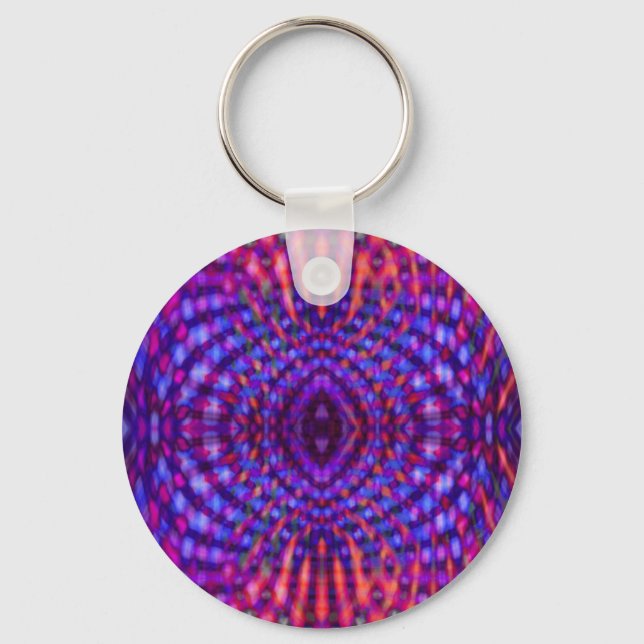 Colourful psychedelic pattern key ring (Front)