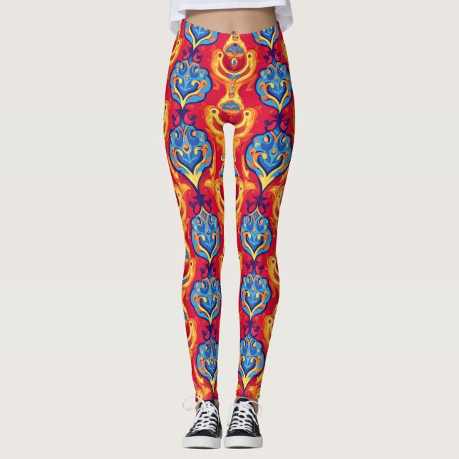 Colourful Psychedelic Pattern Leggings (Front)