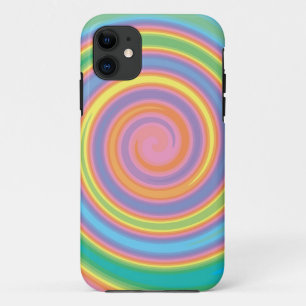 Colourful psychedelic pinwheel swirl design iPhone 11 case
