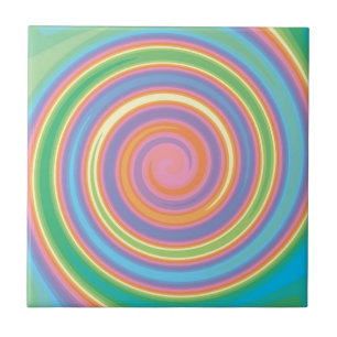 Colourful psychedelic pinwheel swirl design ceramic tile