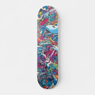 Colourful psychedelic sea creatures skateboard
