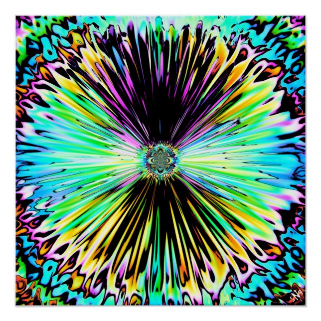 Colourful psychedelic sketch of a flower 3 poster (Front)