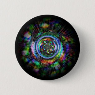 Colourful psychedelic sketch of an eye 6 cm round badge
