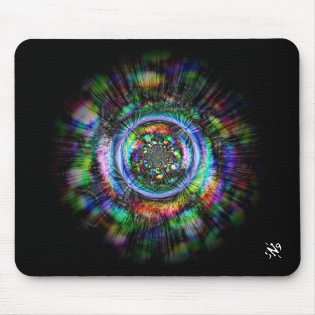 Colourful psychedelic sketch of an eye mouse pad (Front)