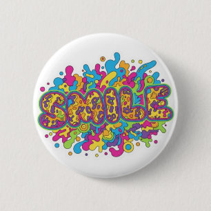 Colourful Psychedelic SMILE Typography Art 6 Cm Round Badge