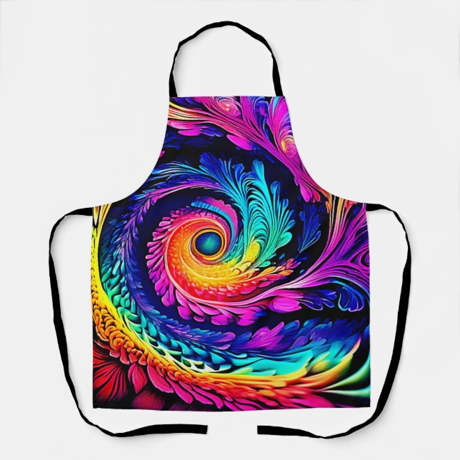 Colourful Psychedelic Spiral Art Apron (Front)