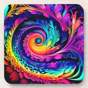 Colourful Psychedelic Spiral Art Coaster