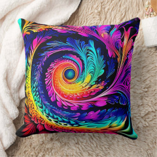 Colourful Psychedelic Spiral Art Cushion