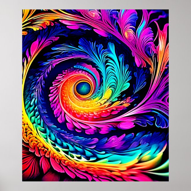 Colourful Psychedelic Spiral Art Poster (Front)