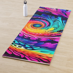 Colourful Psychedelic Spiral Art Yoga Mat