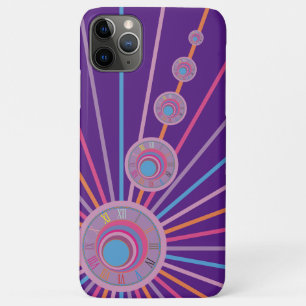 Colourful Psychedelic Surreal Clock Lines Circles iPhone 11 Pro Max Case