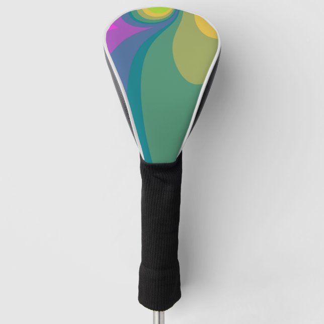 Colourful Psychedelic Swirls Golf Head Cover (Front)
