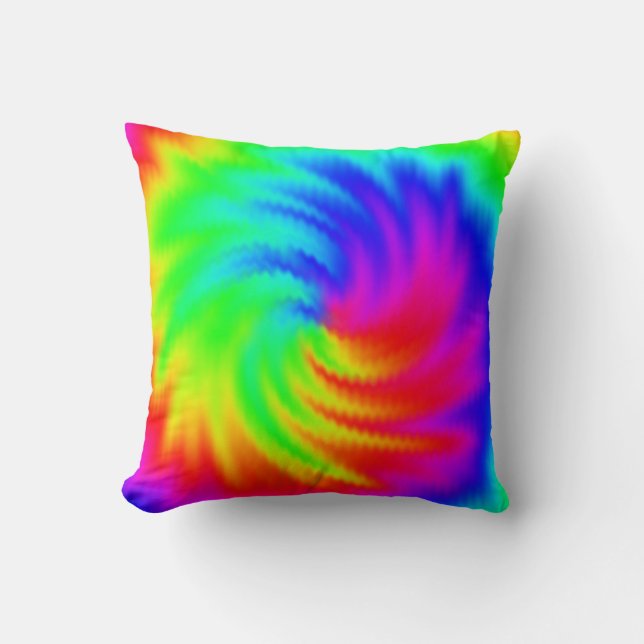 Colourful Psychedelic Tie Dye Pattern Cushion (Front)