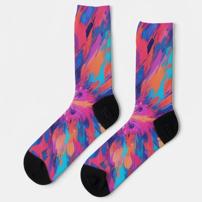 Colourful Psychedelic Type Of Colourful Design Socks (Left)