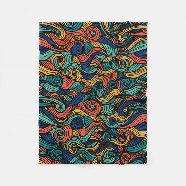 Colourful Psychedelic Wave Pattern Fleece Blanket (Front)