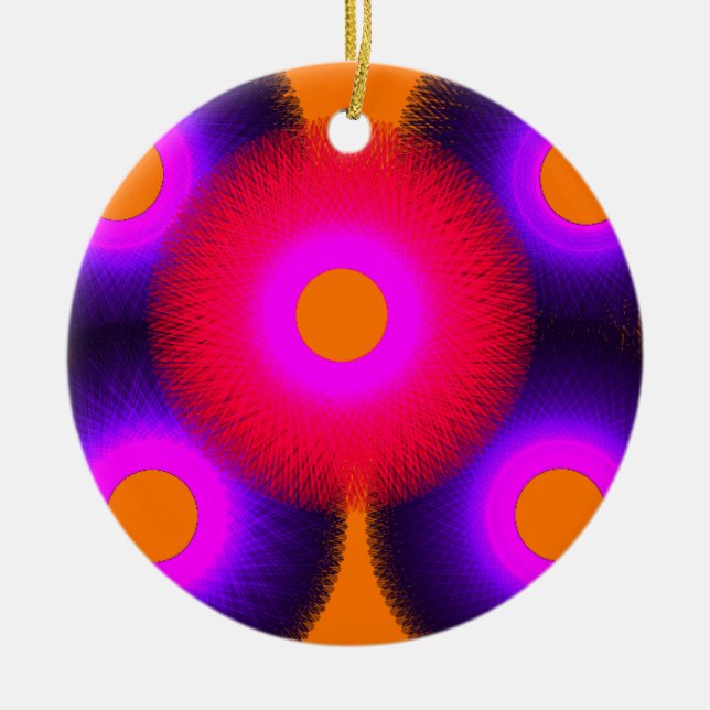 colourful psychedelics art 4667 ceramic tree decoration (Front)