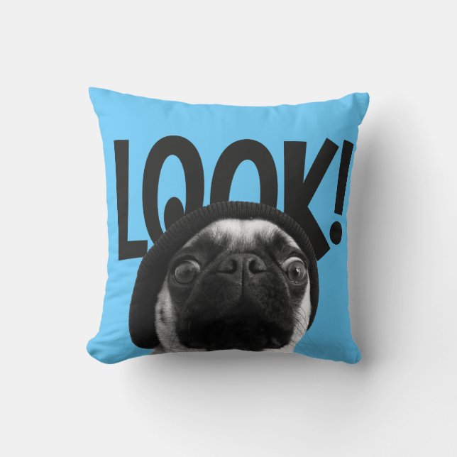Colourful Pug Cushion (Front)