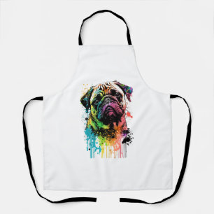 Colourful Pug Pop Art Dad Mum Dog Lover Apron