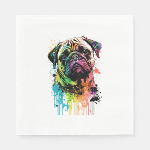 Colourful Pug Pop Art Dad Mum Dog Lover Napkin