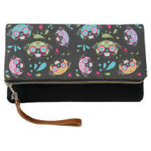 Colourful Pug Sugar Skulls Pattern Handbag