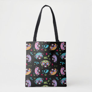 Colourful Pug Sugar Skulls Pattern Tote Bag