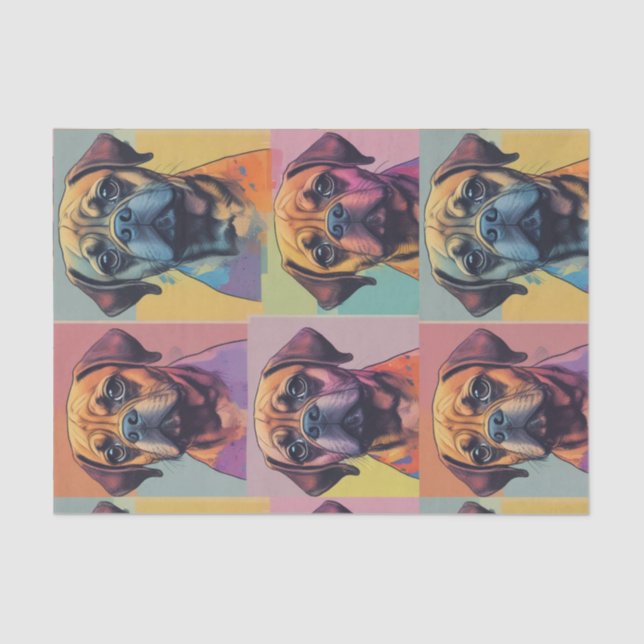 Colourful Puggle Pop Art Decoupage/Tissue paper (Front)