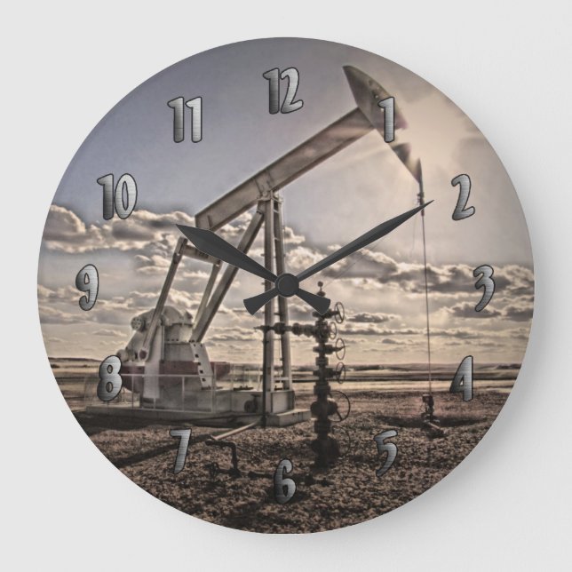 Colourful Pumping Unit at Sunset Clock (Front)