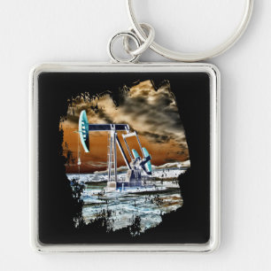 Colourful Pumping Unit Design Key Ring