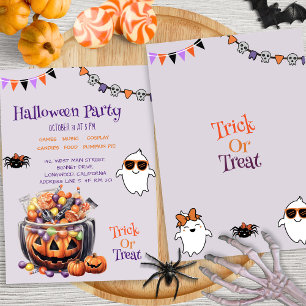 Colourful Pumpkin Candy Kids Halloween Treats Part Invitation