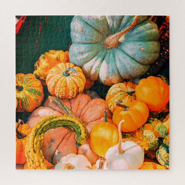 Colourful Pumpkin Decorative Display Thanksgiving Jigsaw Puzzle (Vertical)