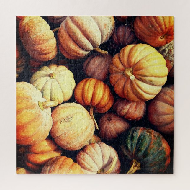 Colourful Pumpkin Decorative Display Thanksgiving Jigsaw Puzzle (Vertical)
